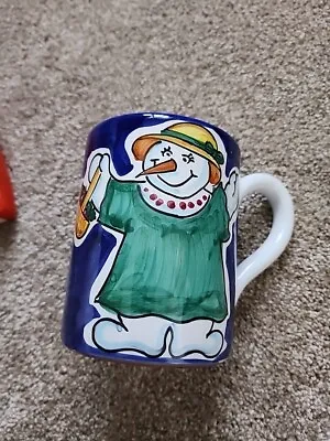 Starbucks Snowman Snowlady Snow Woman Winter Christmas Mug Sberna Deruta Italy • $18.88