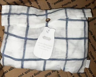 Mud Pie Infant Muslin Sleep Sack Size 0-6 Months NEW Blue White Plaid Check • $20.95