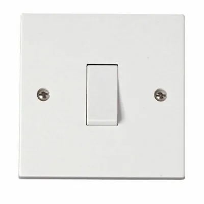 Light Switch Single Gang 1 Way 1 Gang 1G 10AX White Plastic Wall Switch • £6.75