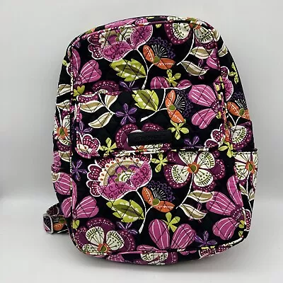 Vera Bradley Pirouette Pink Fabric Backpack Black/Pink/Purple Floral Purse • $24