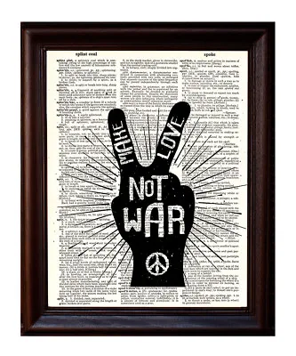 Make Love Not War - Dictionary Art Print Printed On Authentic Vintage Dictionary • $8.99