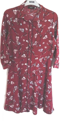 £8 • Buy PAPAYA * EXCELLENT * Beautiful Burgundy Floral Button Front Dress * Size 10