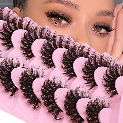 JIMIRE Mink Lashes Fluffy Cat Eye Lashes Wispy 6D Volume False Eyelashes That Lo • $13.45