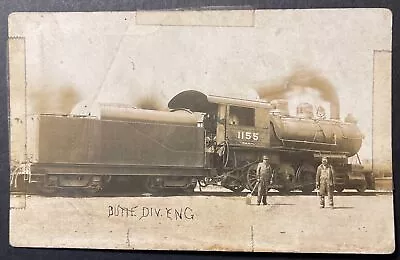 Butte Div Eng Engine #1155 G. N. On Center Bell Montana RPPC Great Falls 1910 • $49.90