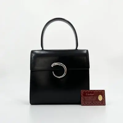 $488 • Buy Authentic Cartier Hand Bag Panther Leather Formal Black From Japan Vintage