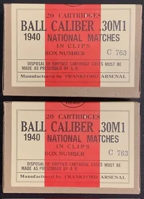 Frankford Arsenal Cal. .30 1940 National Matches New Replica 20 Round Ammo Boxes • $8.50