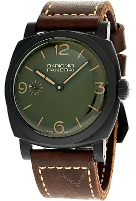 PANERAI Radiomir 48MM Hand Wind Military Green Dial Leather Men's Watch PAM00997 • $9490