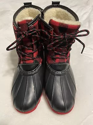 $20 • Buy Serra Thinsulate Red Buffalo Plaid Women’s Boots Size 8 Fleece Lined NWOT