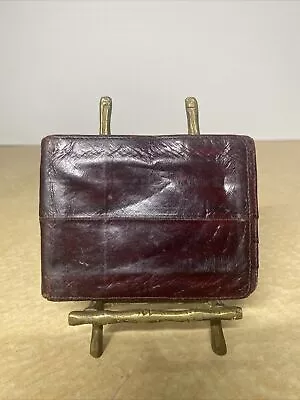 Vintage EEL Skin Money Clip Bifold Burgundy Leather Wallet • $20