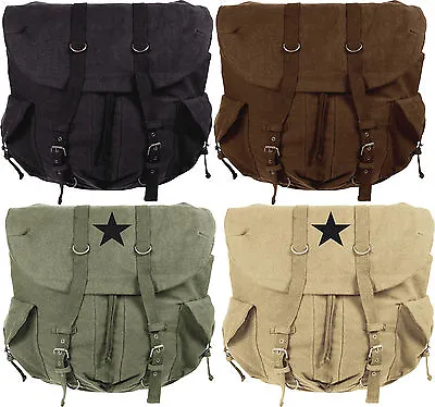 $55.99 • Buy Weekender Backpack Large Vintage Canvas Military School Front Strap Bag