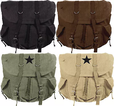 $55.99 • Buy Weekender Backpack Large Vintage Canvas Military School Front Strap Bag