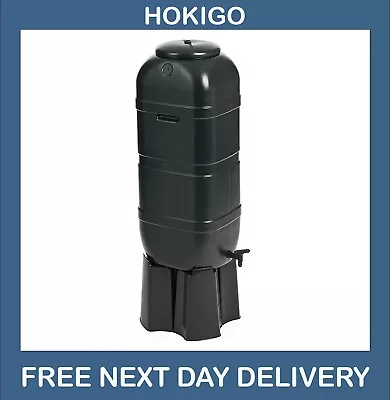 HOKIGO 100 Liter Slimline Plastic Water Butt Set With Stand Filler & Tap • £38.99
