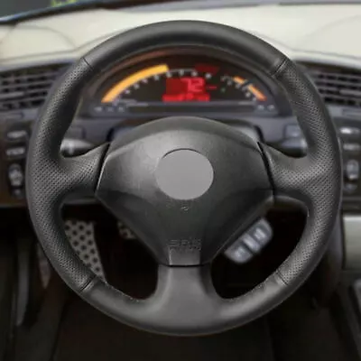 All Black Leather Steering Wheel Cover For Honda Civic Insight S2000 2000-2005 • $10.69