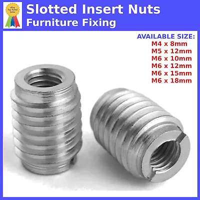 M4 M5 M6 Wood Insert Nuts Furniture Fixing Metric Thread Slotted Screws Zinc • £2.86