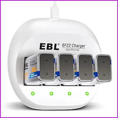 4-Slots 9V Charger 9-Volt Li-ion Rechargeable Battery Charger For Lithium 6F22 • $8.69