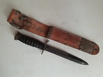 WWII US M3 Mark 3 Case Knife W/RARE USM6 L&C 1943 FJA Leather Scabbard • $899