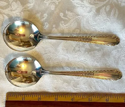 2 Vintage Soup Spoons Wentworth Pattern Silver Plate By H & T MFG Holmes Tuttle • $12