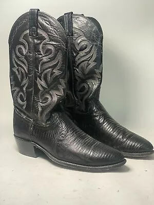 Dan Post  Chick's Dig Scars  Black Lizard Skin Western Mens Cowboy Boots US 11D • $40