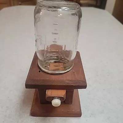 Vintage Wooden Mason Jar Gum Candy Marble Peanut Dispenser Rustic Look • $19.99