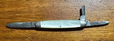 Vintage H Boker & Co Mother Of Pearl Cutlery 3-Blade Pocket Knife - One Broken • $32.50