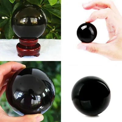 30/50MM Natural Black Obsidian Sphere Large Crystal Ball Healing Stone Gemstone  • £4.34