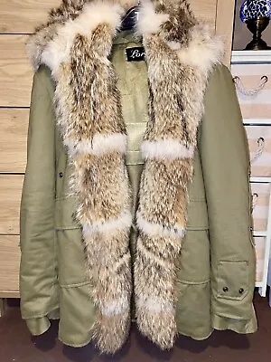 Lord Studio’s Men’s XL Real Raccoon Fur Parka - Military Green Handmade *UNWORN* • £350