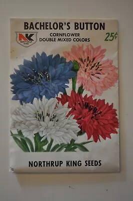 Vintage Seed Packet 1963 Bachelor’s Button Cornflower Northup King Seeds • $8