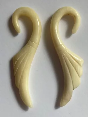 £14.99 • Buy Ethically Sourced Bone Cream Stretcher Earrings 4mm - Ethnic Goa
