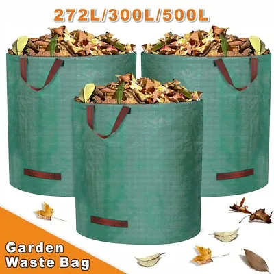 3x272/500L Heavy Duty Waterproof Large Garden Waste Bags Reusable Storage Sacks • £12.99