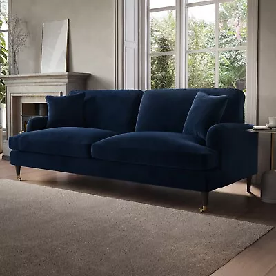 Navy Velvet 4 Seater Sofa - Payton SOF199 • £839.92