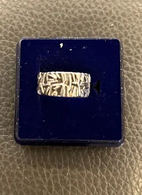Sterling Silver 925 Patterned Band Ring O1/2  8-9 Mm Hallmarked • £22