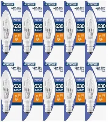 10x E14 SES Small Screw In Clear 42w (=55w - 60w) Watt Halogen Candle Light Bulb • £9.99