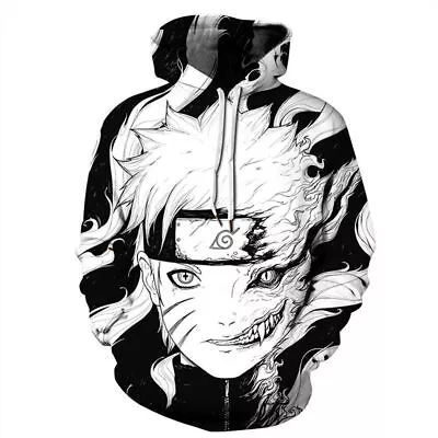 Mens Womens Uzumaki Naruto Print Hoodie Anime Hooded Pullover Sweatshirt Tops^ • £25.09