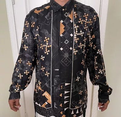 Authentic Versace Men Medusa Size 43 Blouson Shirt 100% Silk Rear • $550