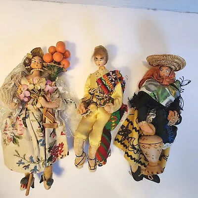 Vintage Mid-century Spanish Folk Dolls Lot Of 3 Collectables • $30