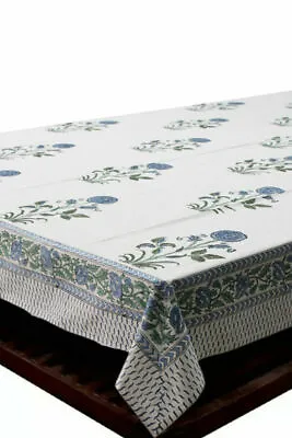 £47.54 • Buy Indian Hand Block Print Tablecloth With 6 Napkins 100%Cotton Floral 150*220 Cm