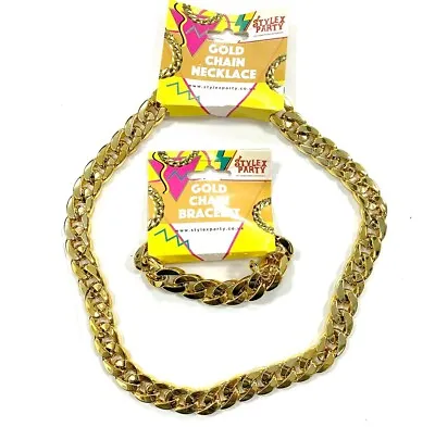 Gold Chain Gangster Fancy Dress Necklace Or Bracelet Chunky Accessory Jewellery • £4.99