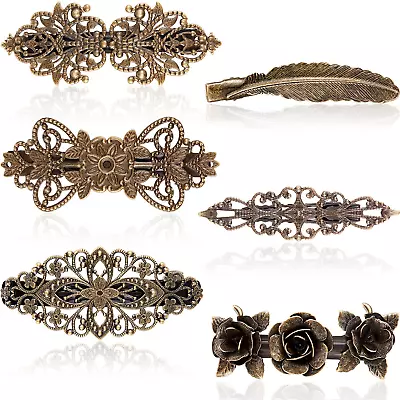 6 Pieces Vintage Hair Barrettes For Women Retro French Flower Hair Clips Metal B • $18.32