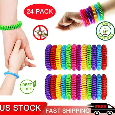 24 Pack Anti Bug Insect Pest Repellent Bracelet Wrist Band Natural Protection US • $11.11
