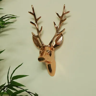 £20.90 • Buy Polished Copper Metal Stag Deer Head Wall Mounted Vintage Modern Home Decor