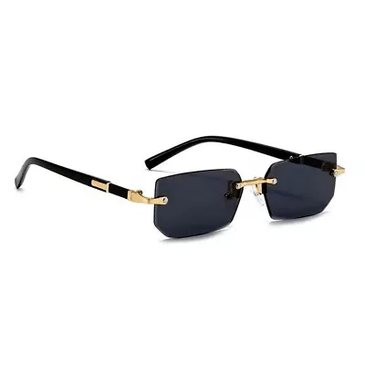 Vintage Black Gradient Tint Square Mens Luxury Gold Frame Fashion Sunglasses • $14.99