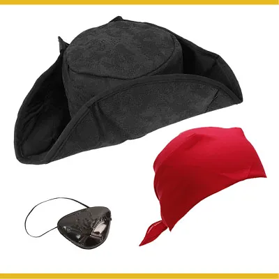 Pirate Costume Hat Accessories: Adult Fancy Dress Eye Patch Character Men Women • £3.98