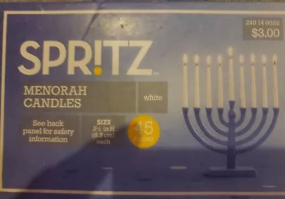 Spritz 45ct White Hanukkah Menorah Small Candles 3 1/2  H Festival Of Lights New • $8.99