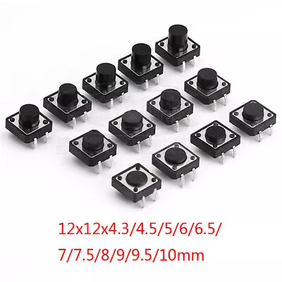 12x12mm Tactile Push Button Switch Momentary Tact Switch 4 Pin DIP Micro Switch • $5.99