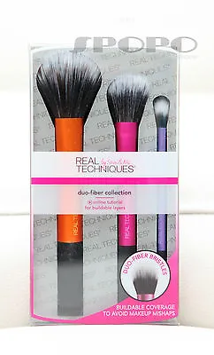 Real Techniques Duo Fiber Collection -3 Makeup Brushes Set New Packaging RT#1414 • $20.85