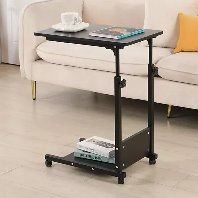 TigerDad C Table Adjustable Height Sofa Side Table Mobile Desk W/ Wheels Apple • $59.99