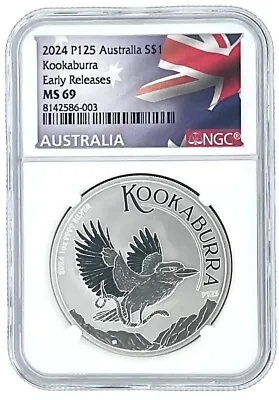 2024 Australia 1oz Silver Kookaburra NGC MS69 Early Releases - Flag Label • $49.99