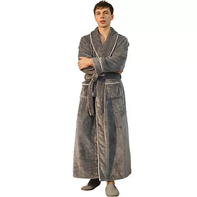 $40.99 • Buy Winter Robe Unisex Women BathRobe Fleece Dressing Gown Long Warm Sleepwear