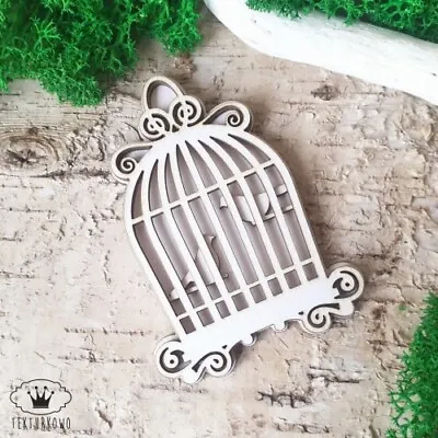 TL33 2x 3-Layered Vintage Bird Cage Chipboard Cardboard Craft Shape Topper Mix • £2.90