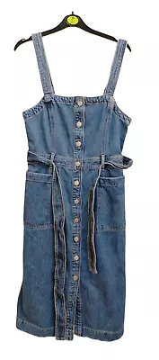 Levi's Calla Dress Size Small Out Of The Blue Denim Pinafore Belted Dress • £12.38